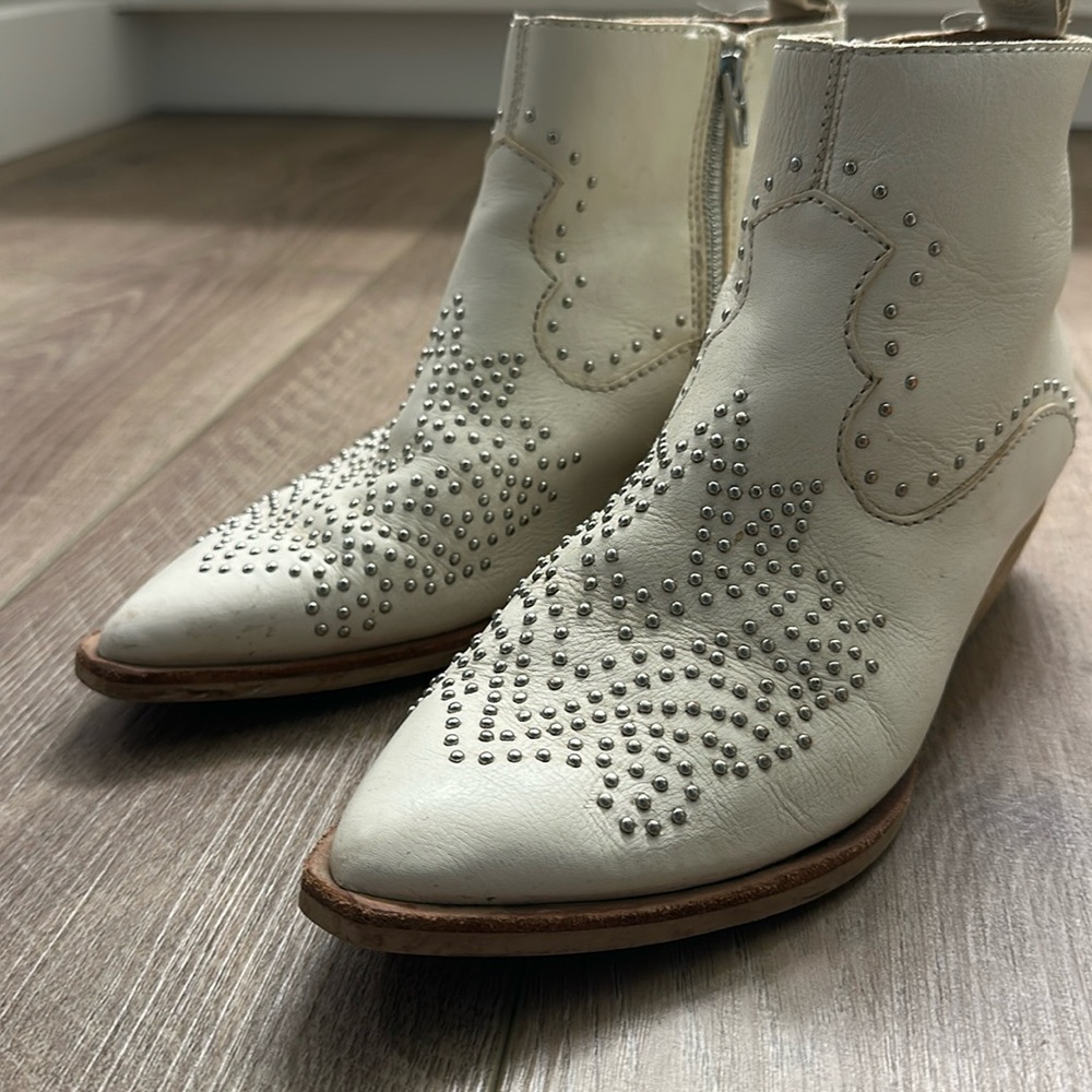 Dolce vita studded white boots